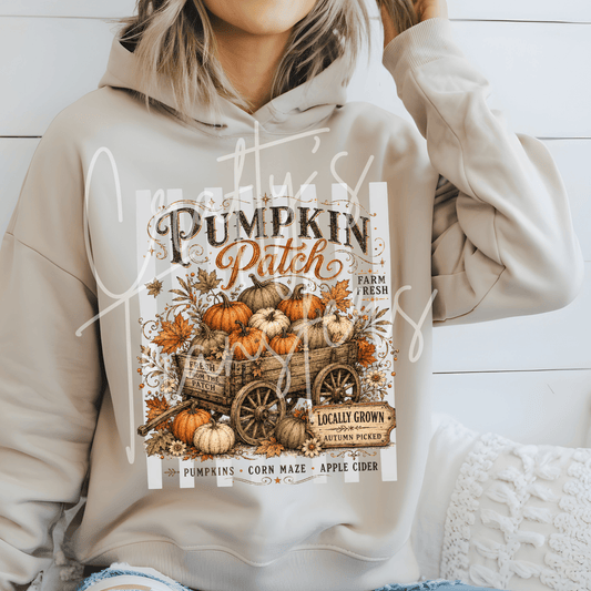 Fall Pumpkin Patch DTF Transfer – Vintage Pumpkin Wagon Shirt Design – Autumn Harvest DTF