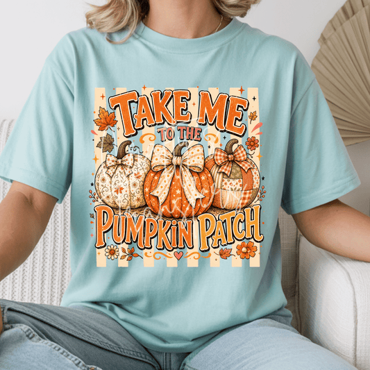 Pumpkin Patch DTF Transfer – Fall Pumpkin Bow Shirt Design – Autumn Boutique DTF