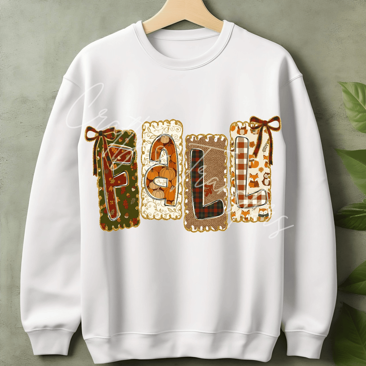 Fall DTF Transfer – Patchwork Autumn Lettering Shirt Design – Cozy Pumpkin Season DTF