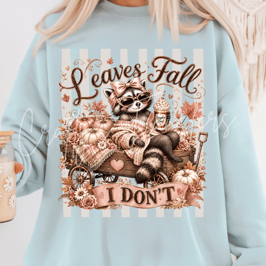 Fall Raccoon DTF Transfer – Pumpkin Wagon Autumn Shirt Design – Cute Fall Boutique DTF