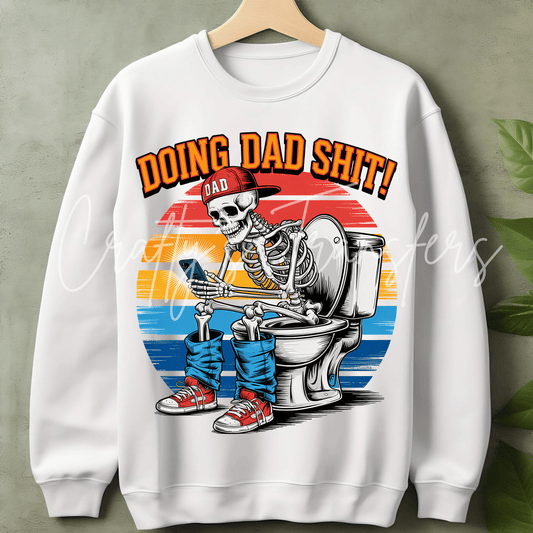 Funny Dad Skeleton DTF Transfer – Retro Dad Humor Shirt Design – Father’s Day DTF