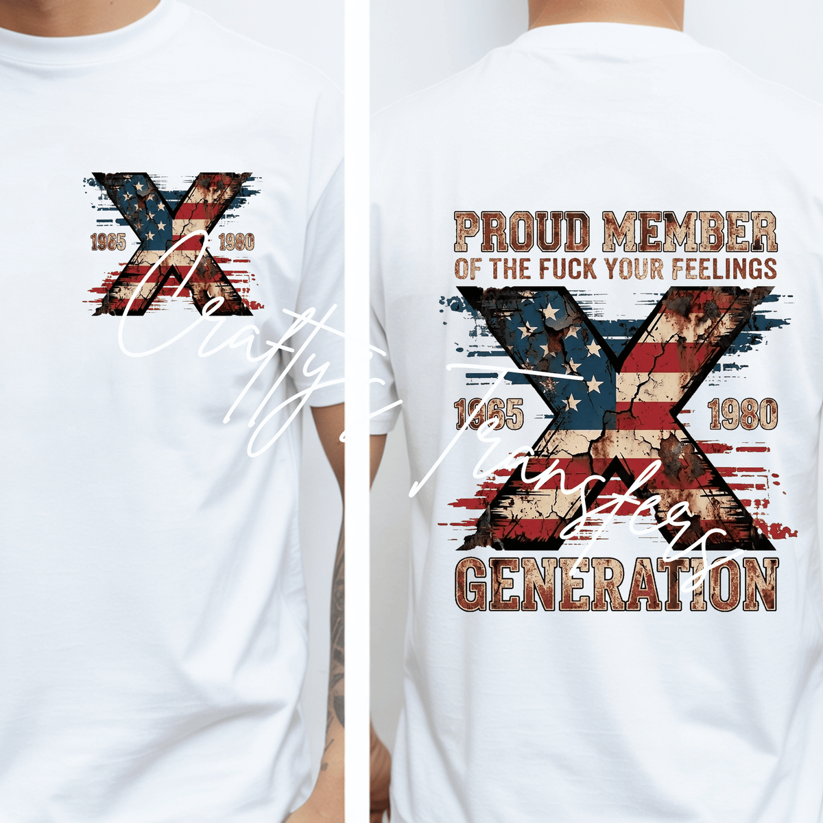 Patriotic Vintage X Shirt Design – No-Nonsense Generation DTF