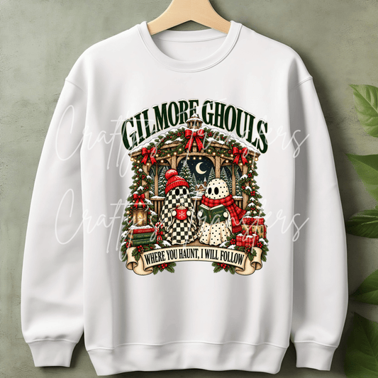 Cozy Christmas Ghosts DTF Transfer – Holiday Ghost Couple Shirt Design – Festive Haunting DTF