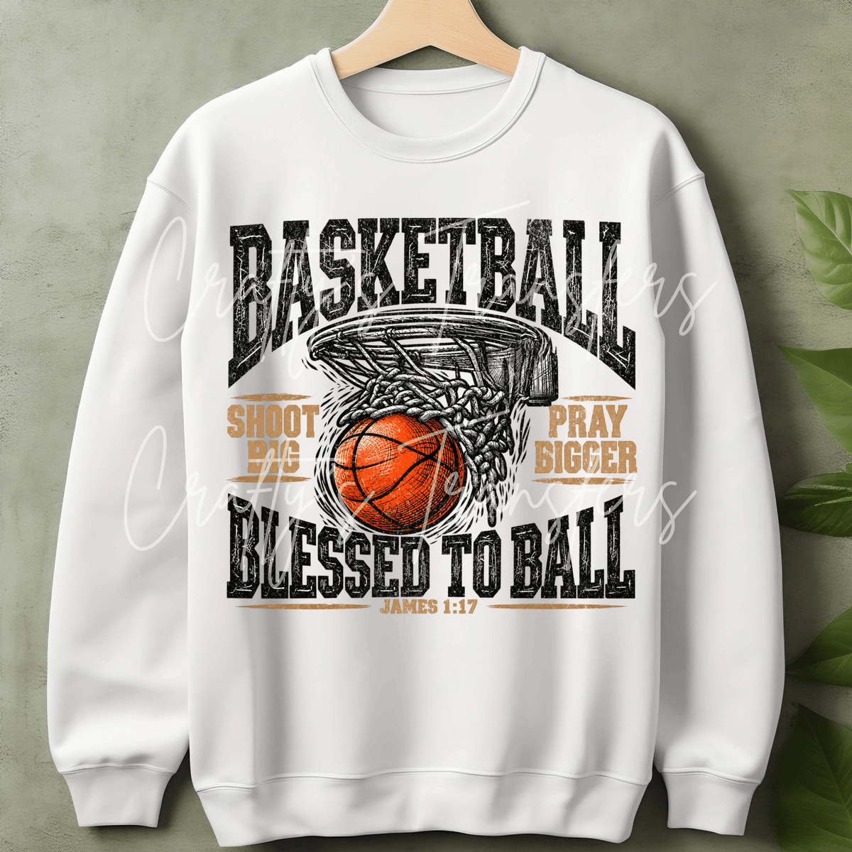 Faith Basketball DTF Transfer – Christian Basketball Shirt Design – Distressed Sports DTF