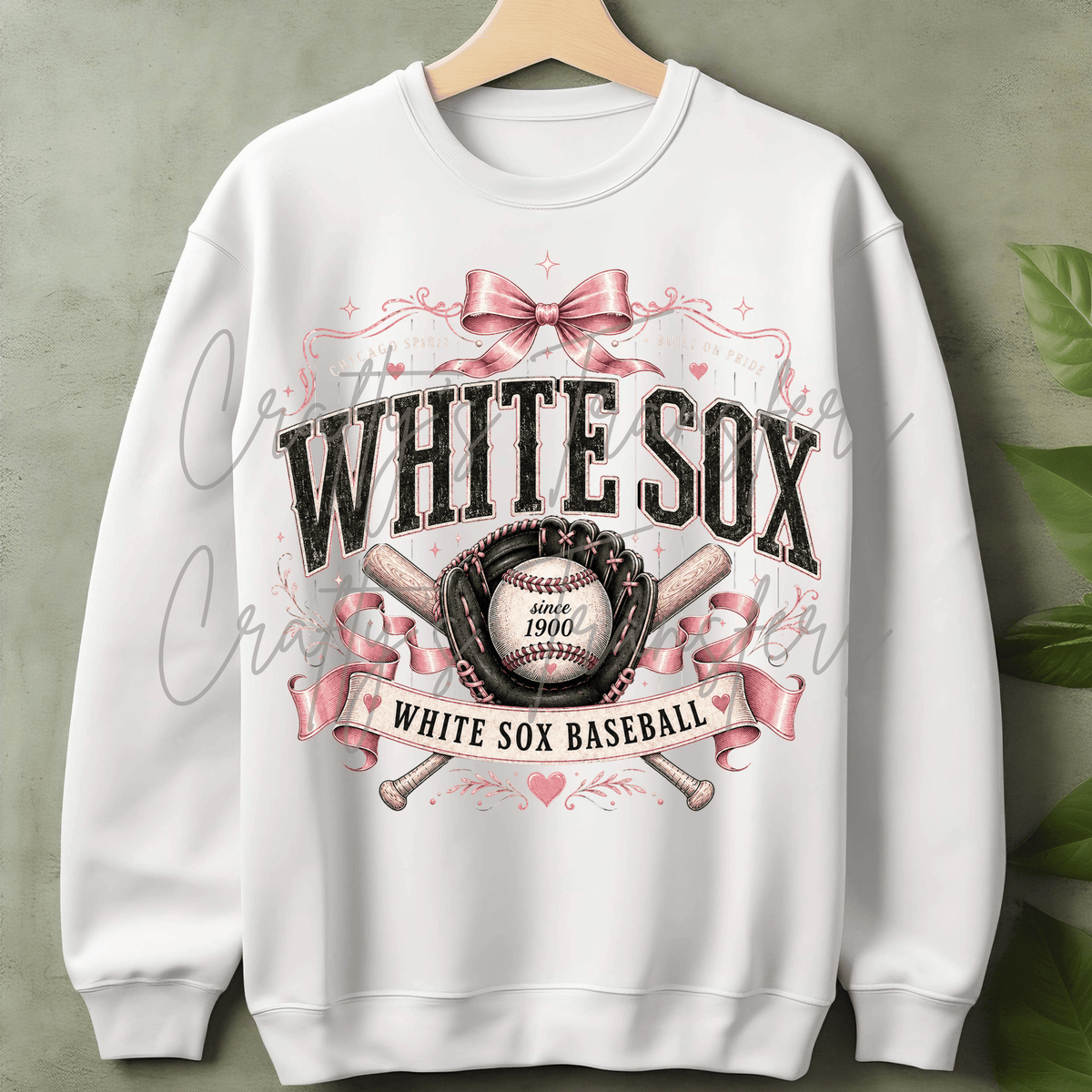Vintage Baseball DTF Transfer – Pink Bow Baseball Shirt Design – Girly Sports DTF
