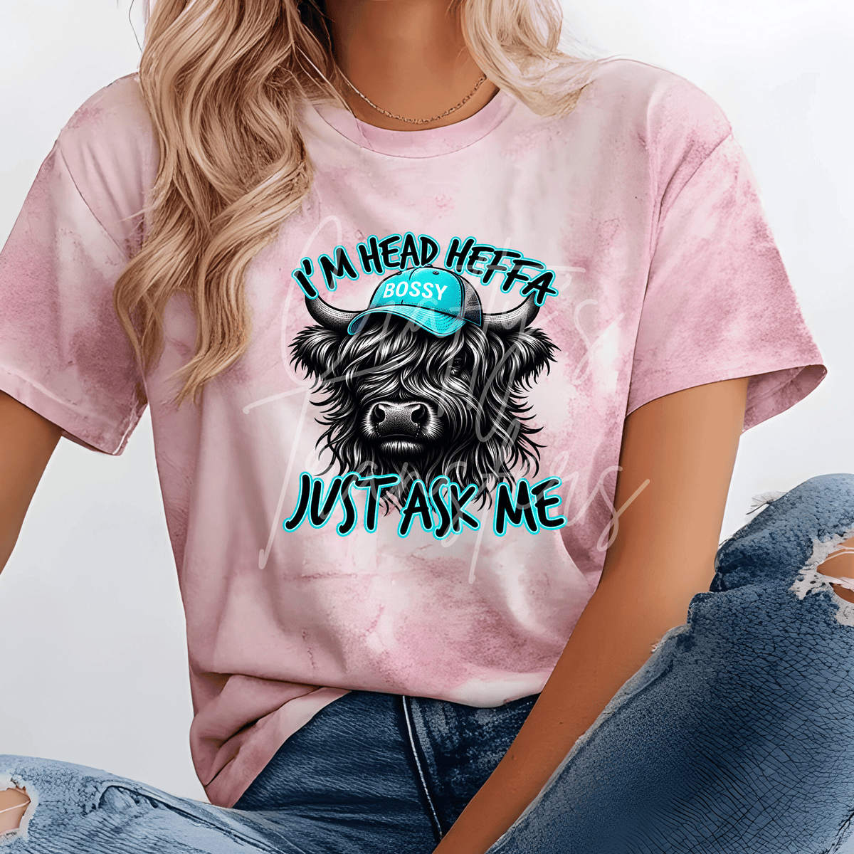 Funny Highland Cow DTF Transfer – Head Heffa Cow Shirt Design – Purple Sassy Western DTF