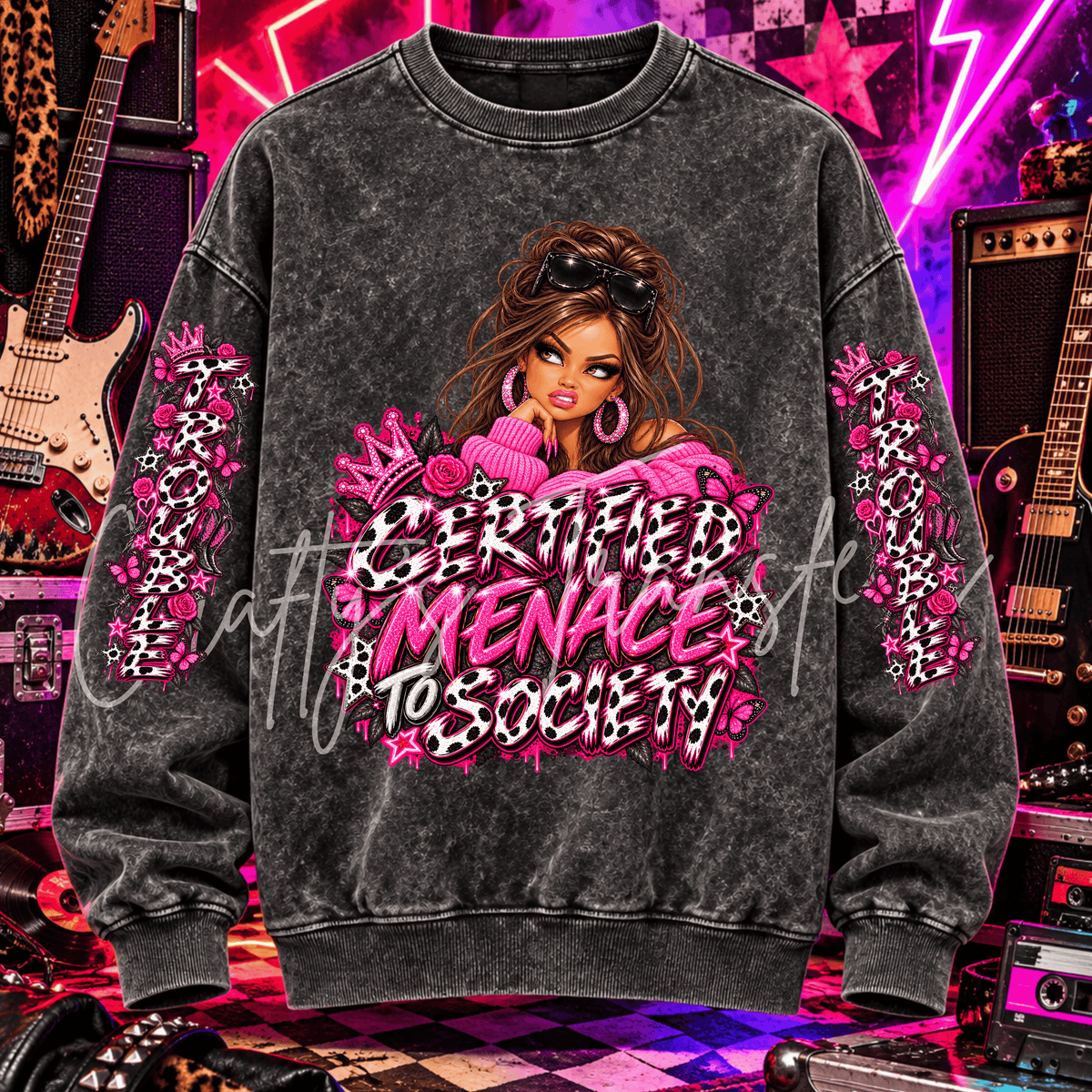 Certified Sassy Rebel DTF Transfer – Hot Pink Rocker Girl Grunge Graphic