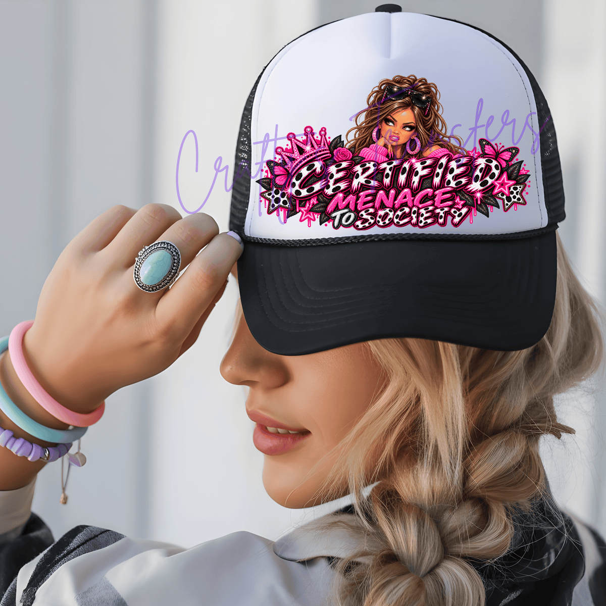 Certified Sassy Rebel DTF Transfer – Hot Pink Rocker Girl Grunge Graphic