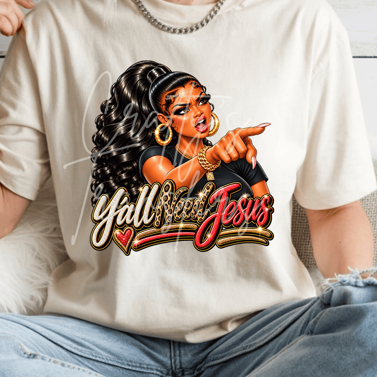 Funny Christian DTF Transfer – Sassy Faith Girl Shirt Design – Christian Humor DTF