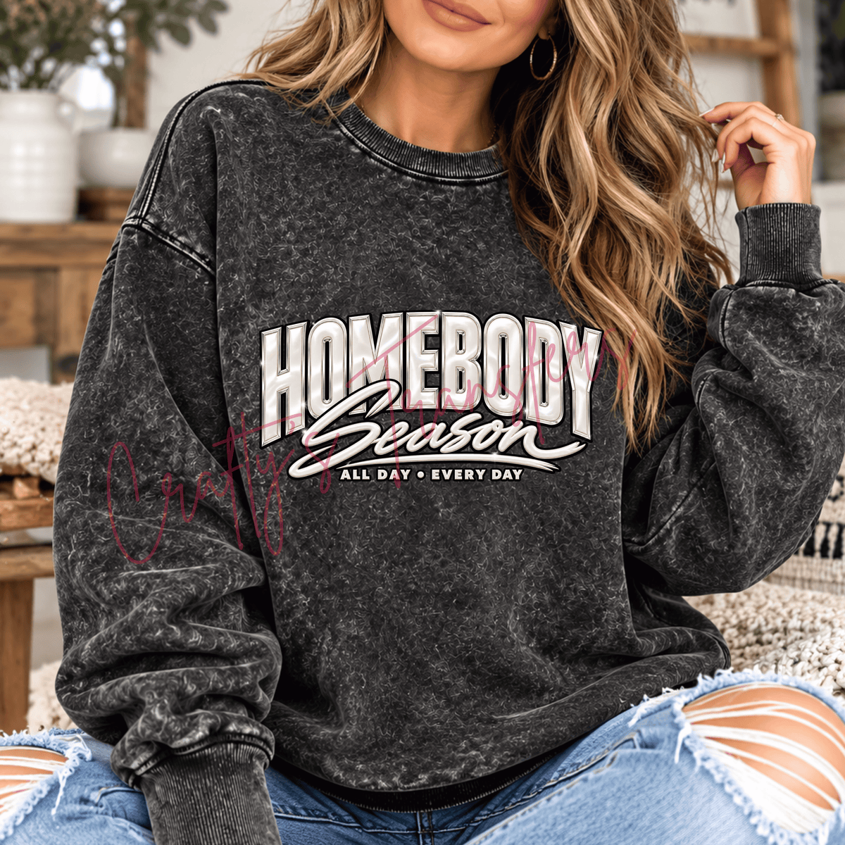 Cozy Season DTF Transfer – All Day Every Day Statement Design – Pearl or Pink Girly DTF
