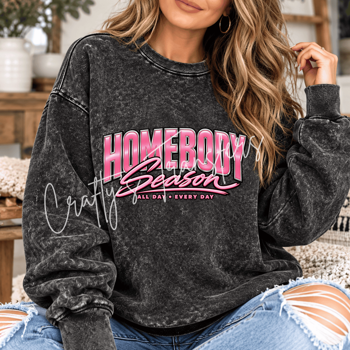 Cozy Season DTF Transfer – All Day Every Day Statement Design – Pearl or Pink Girly DTF