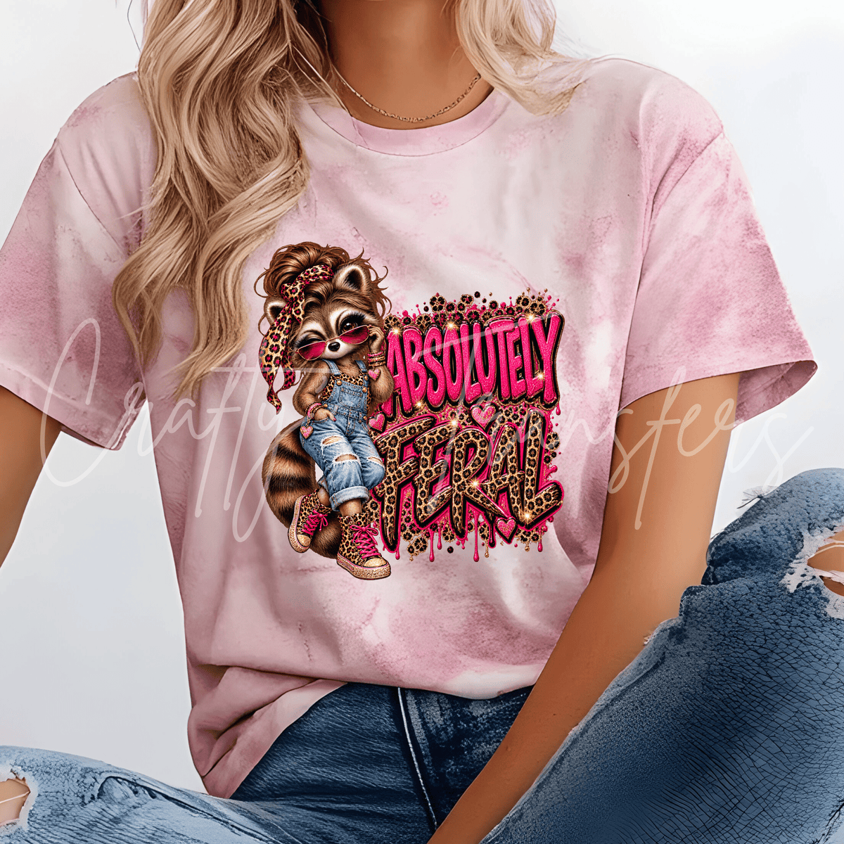 Sassy Raccoon DTF Transfer – Hot Pink Leopard Girl Raccoon Design – Girly Feral Vibes DTF