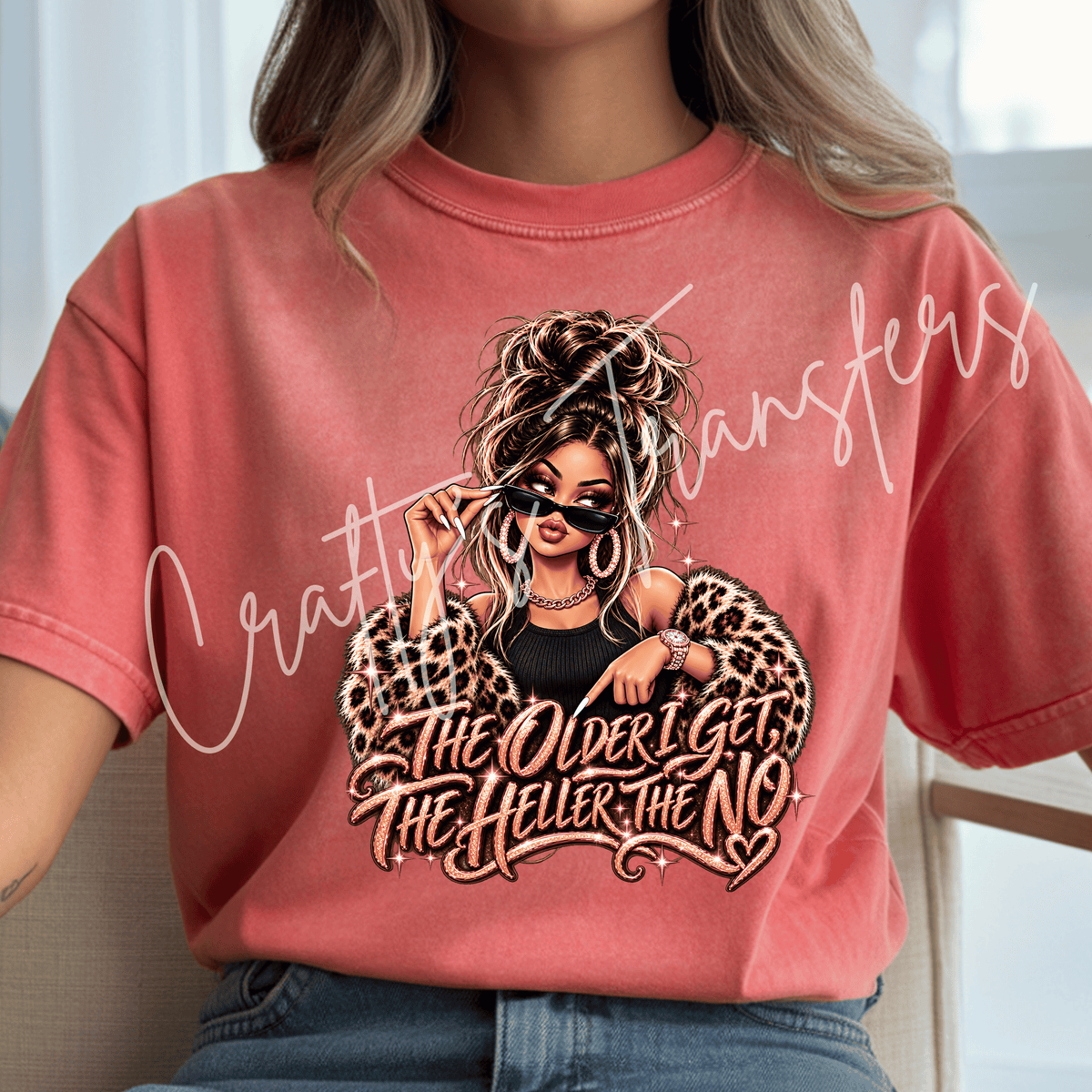 Sassy Leopard Girl DTF Transfer – Funny Aging Attitude Shirt Design – Glam Boutique DTF