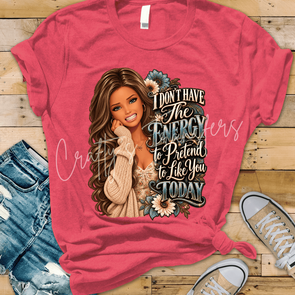 Sassy Brunette Girl DTF Transfer – Funny Attitude Quote Shirt Design – Teal Floral Boutique DTF