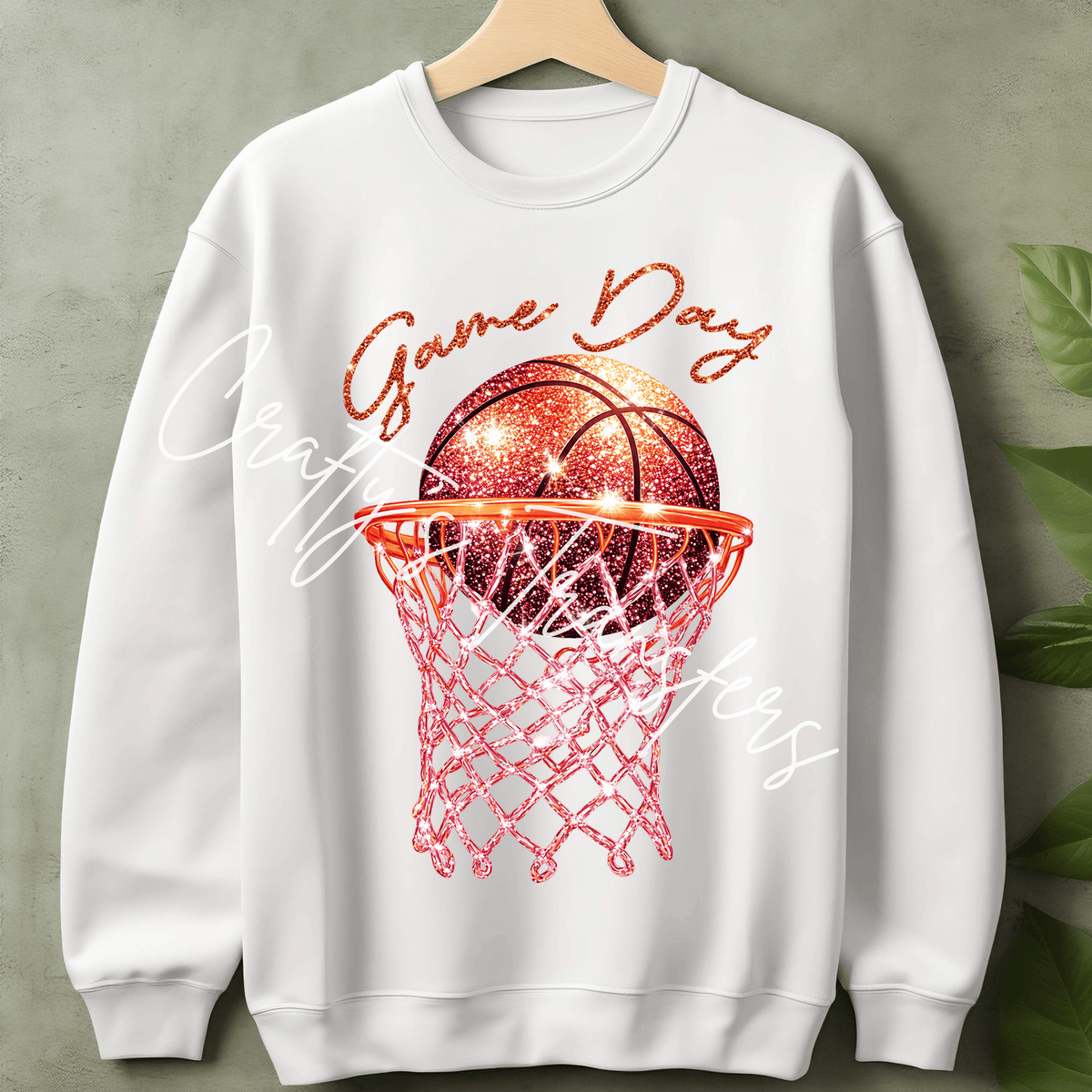Sparkle Basketball DTF Transfer – Glitter Game Day Basketball Design – Girly Sports DTF