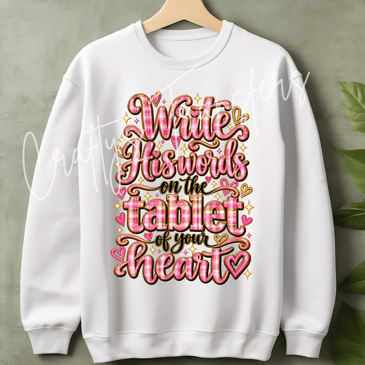 Christian Faith DTF Transfer – Pink Plaid Scripture-Inspired Design – Feminine Heart & Faith Ready to Press DTF