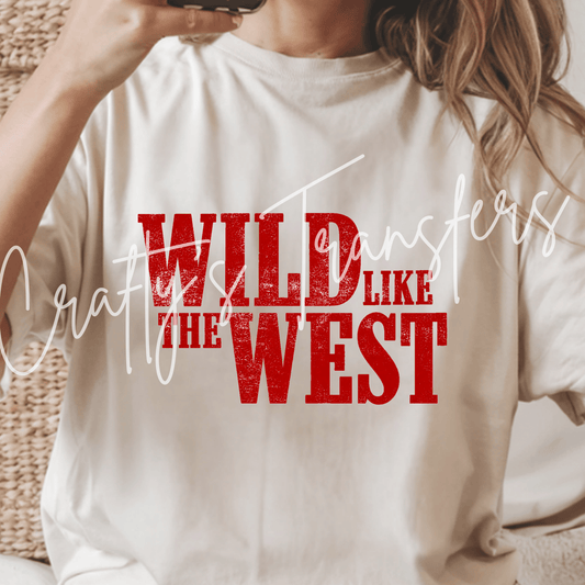 Western Distressed DTF Transfer – Red Vintage Cowboy Graphic – Rustic Western Shirt Transfer – Ready to Press DTF