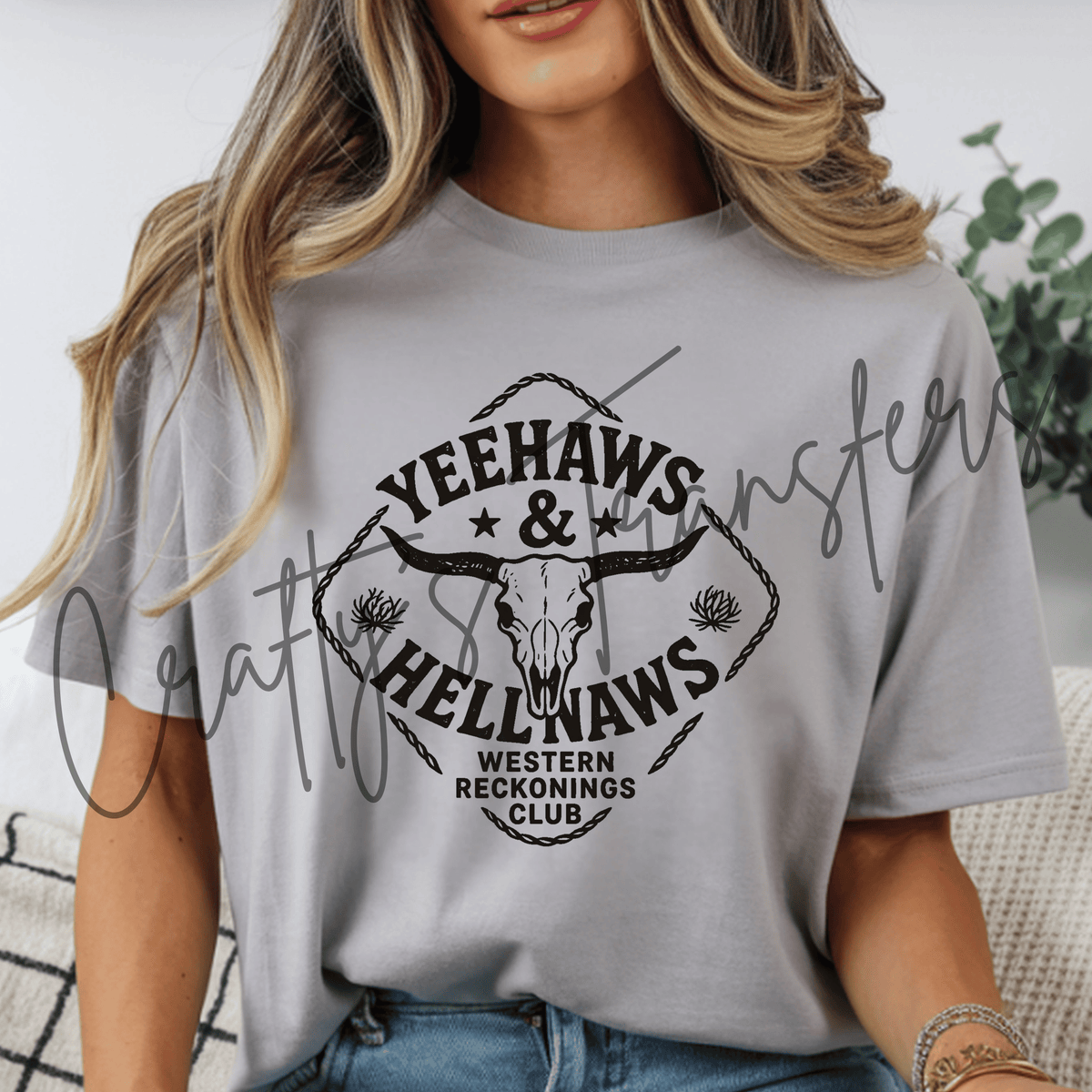 Western Steer Skull DTF Transfer – Funny Cowgirl Western Graphic – Rustic Country Ready to Press DTF