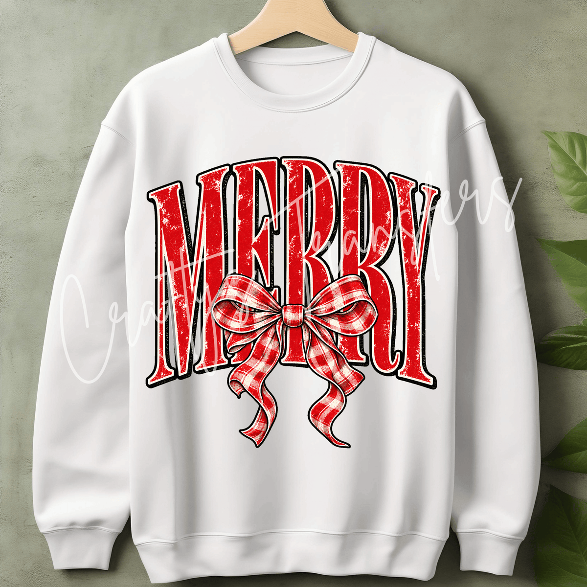 Merry Christmas DTF Transfer – Red Plaid Bow Holiday Graphic – Coquette Christmas Ready to Press DTF