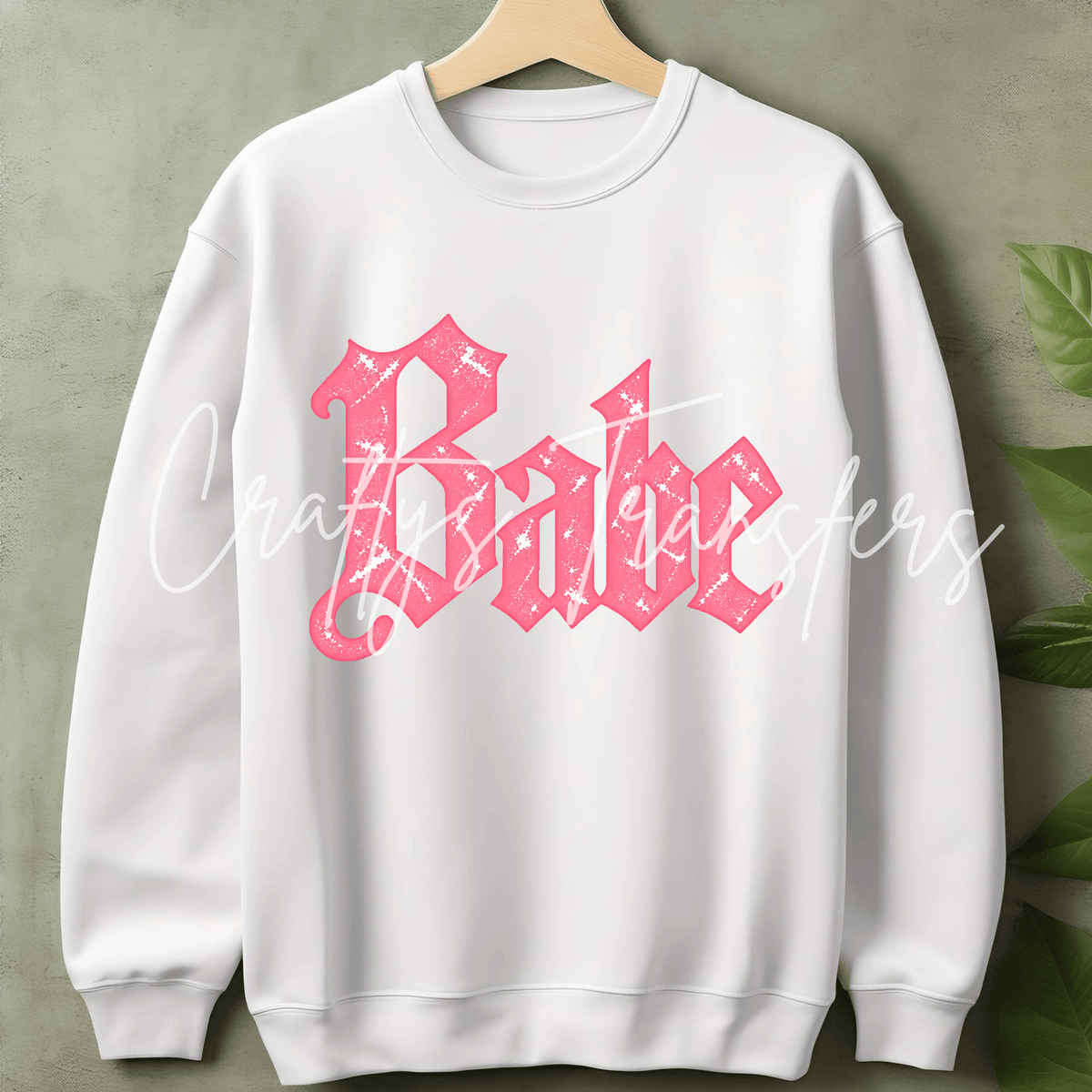 Babe DTF Transfer – Pink Sparkle Gothic Typography Graphic – Ready to Press DTF