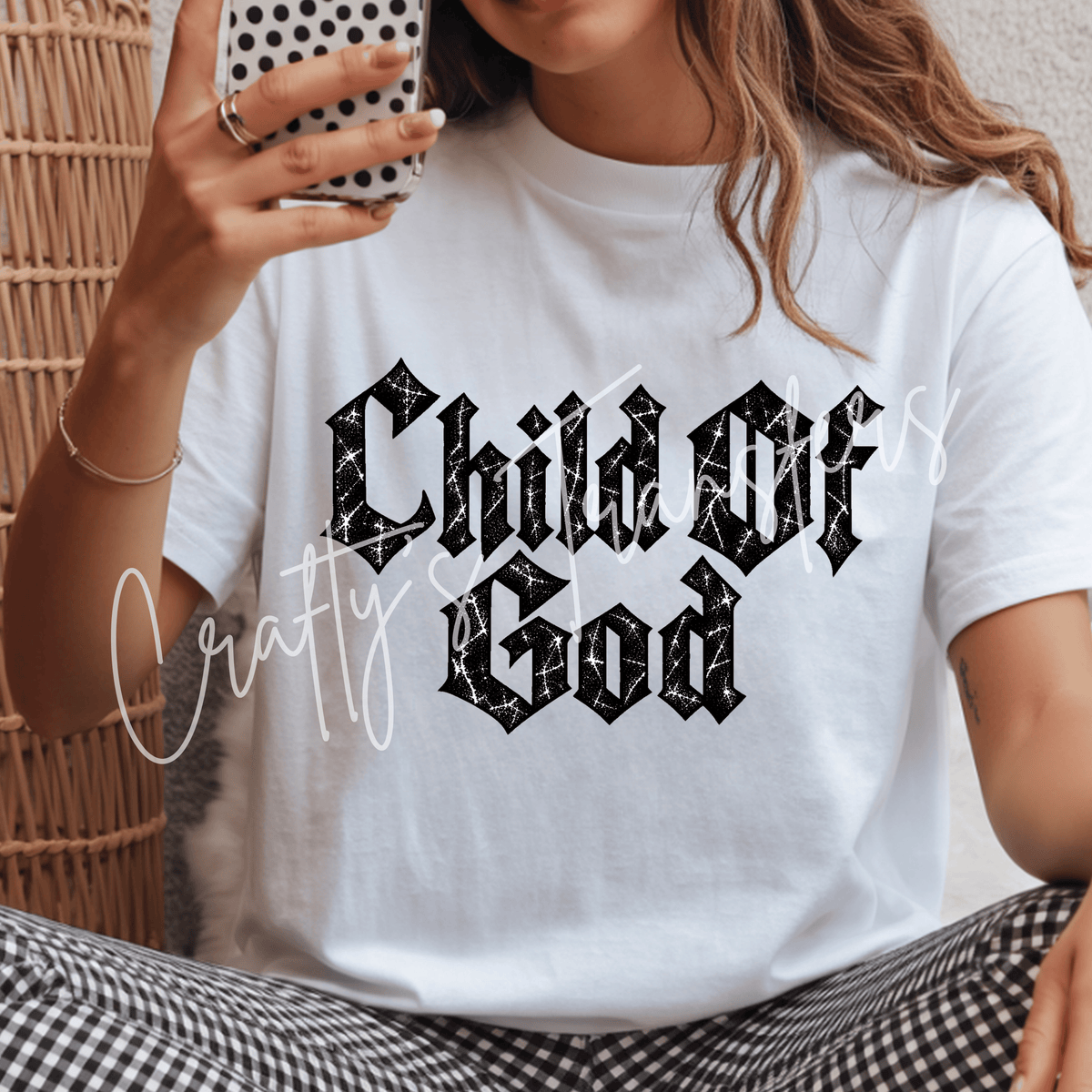 Child Of God DTF Transfer – Christian Gothic Typography Graphic – Ready To Press