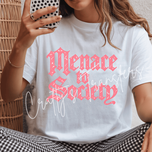 Pink Gothic Attitude DTF Transfer – Menace Style Sparkle Typography – Ready to Press DTF