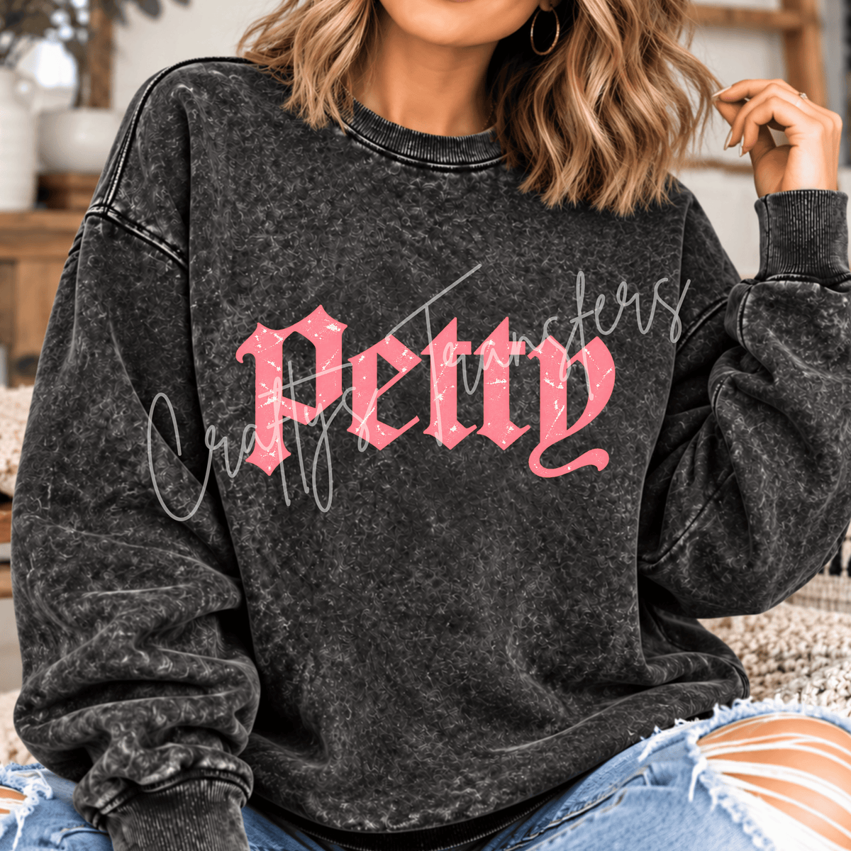 Petty DTF Transfer – Pink Gothic Word Graphic – Sassy Minimal Ready to Press DTF