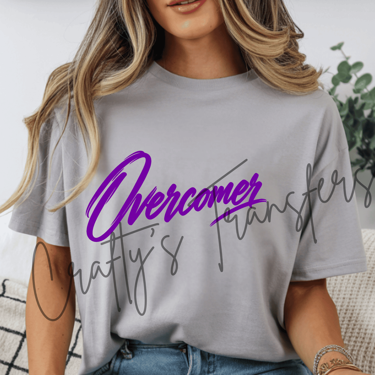 Overcomer DTF Transfer – Inspirational Script Word Graphic – Multiple Colors – Ready to Press DTF