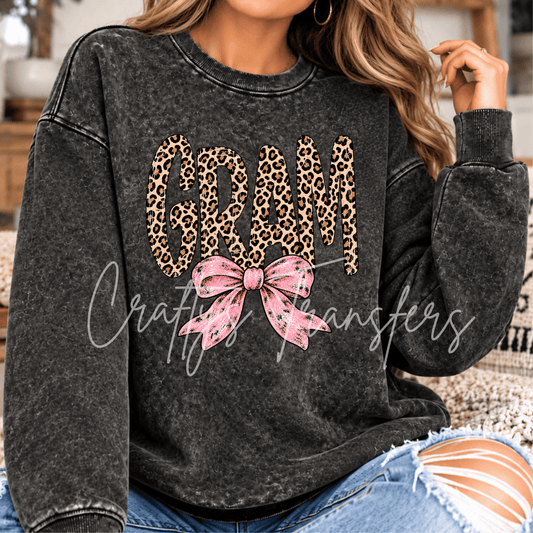 Cheetah Print Gram with Pink Bow