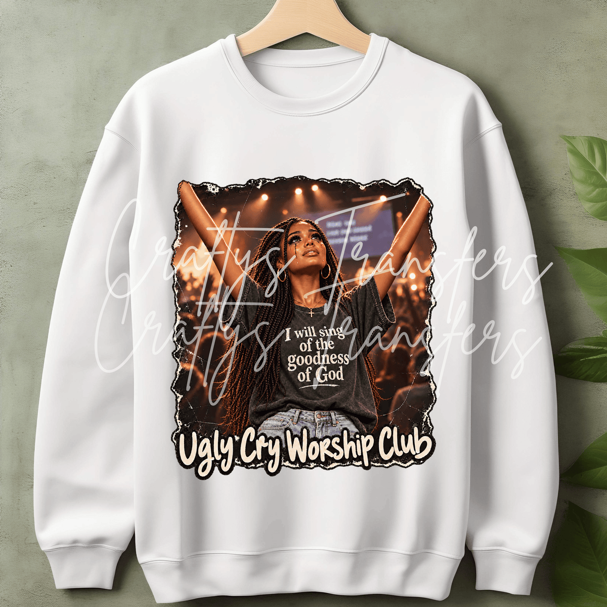 Christian Worship Girl DTF Transfer – Emotional Praise & Faith Inspirational Graphic