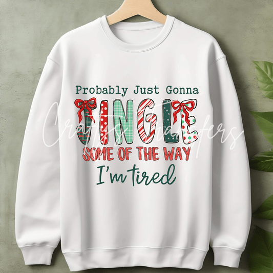 Funny Christmas Jingle DTF Transfer – Red & Green Patchwork Holiday Typography Graphic