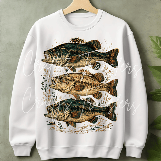 Stacked Fish Mens Tee Shirt Transfer DTF Transfer Outdoors