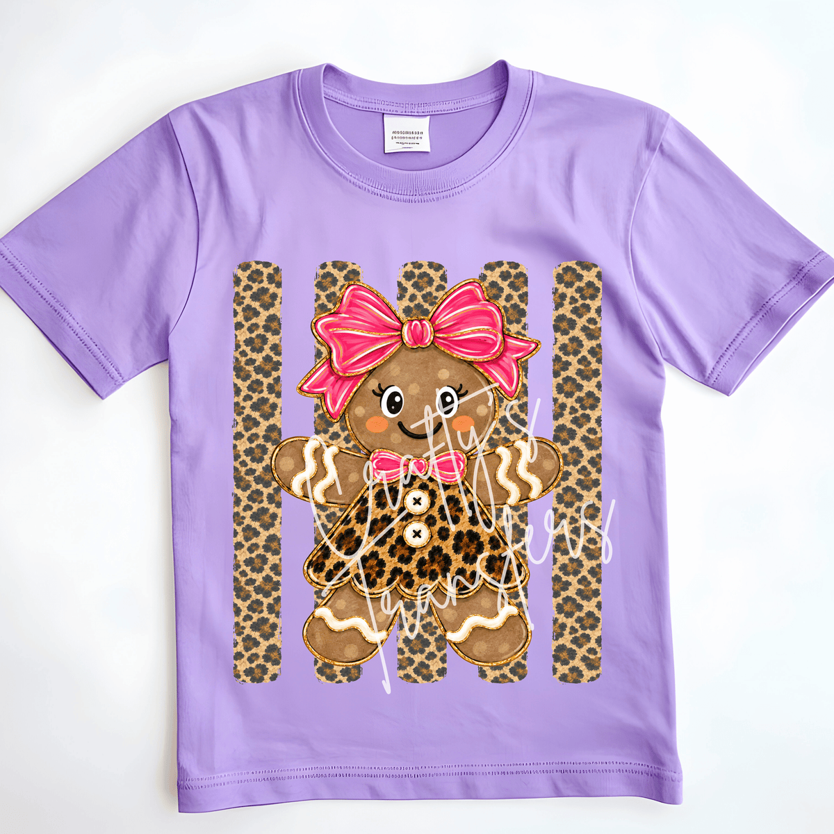 Christmas Gingerbread Cookie DTF Transfer – Boy & Girl Gingerbread with Camo or Leopard Print