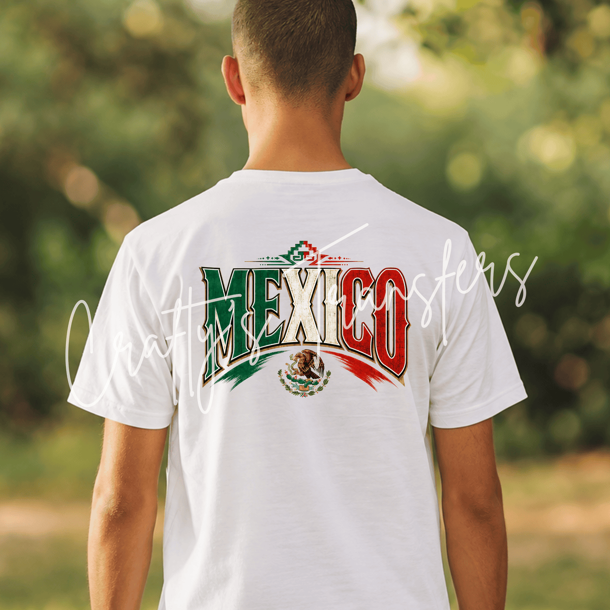 Mexico Pride DTF Transfer – Red White Green Mexican Flag Lettering with Eagle Emblem