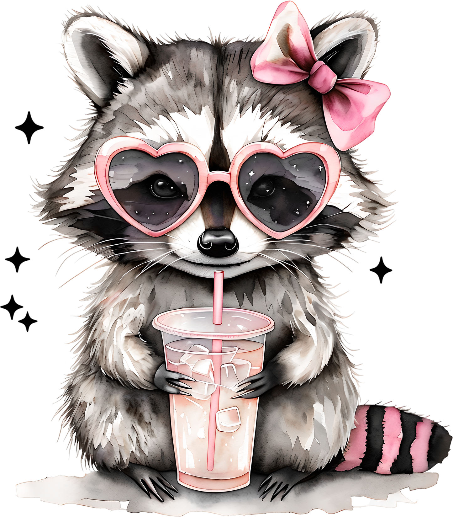 Pink Glasses & Bow Raccoon