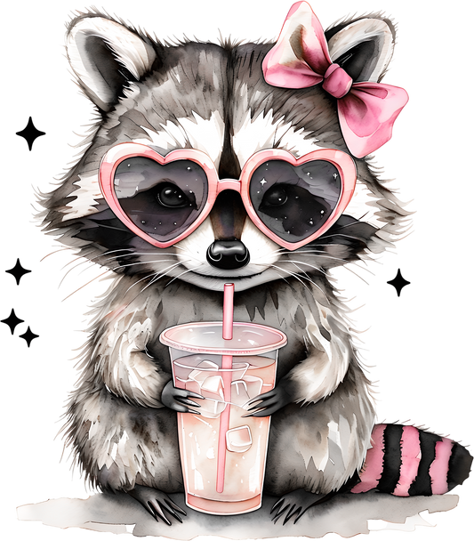 Pink Glasses & Bow Raccoon