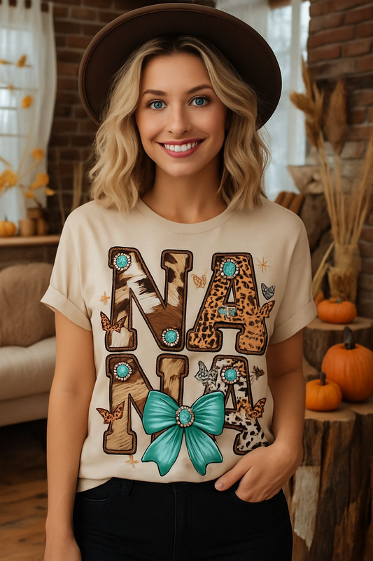 Nana Teal & Brown - DTF Print