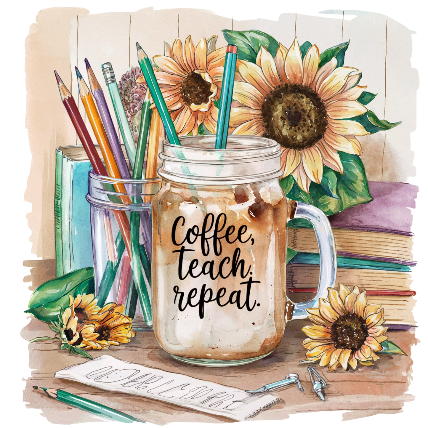 Coffee Teach Repeat - DTF Transfer
