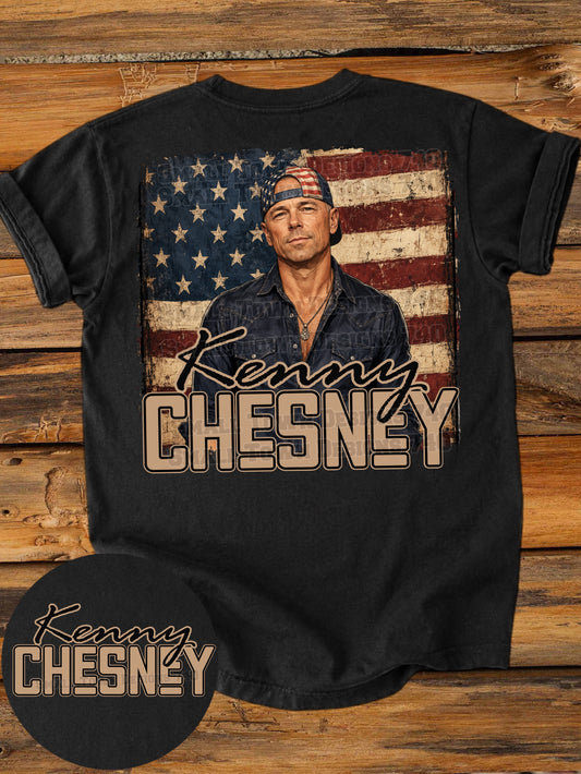 Kenny Chesney Inspired DTF Transfer | Patriotic Country Singer Graphic Transfer | Western Concert Shirt Design