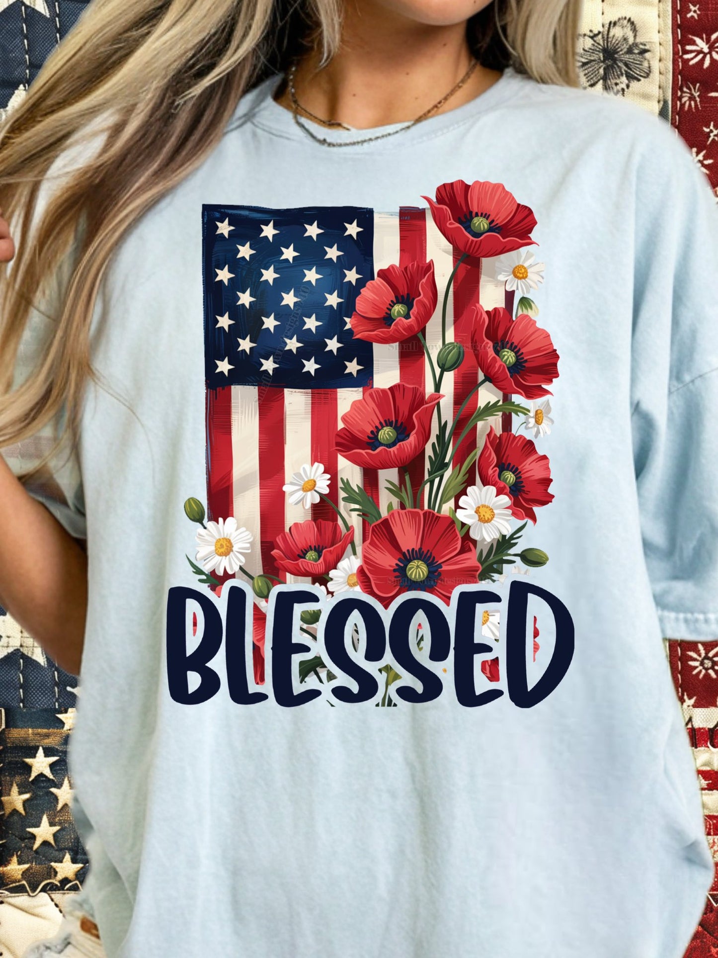 American Flag - Blessed - DTF Transfer