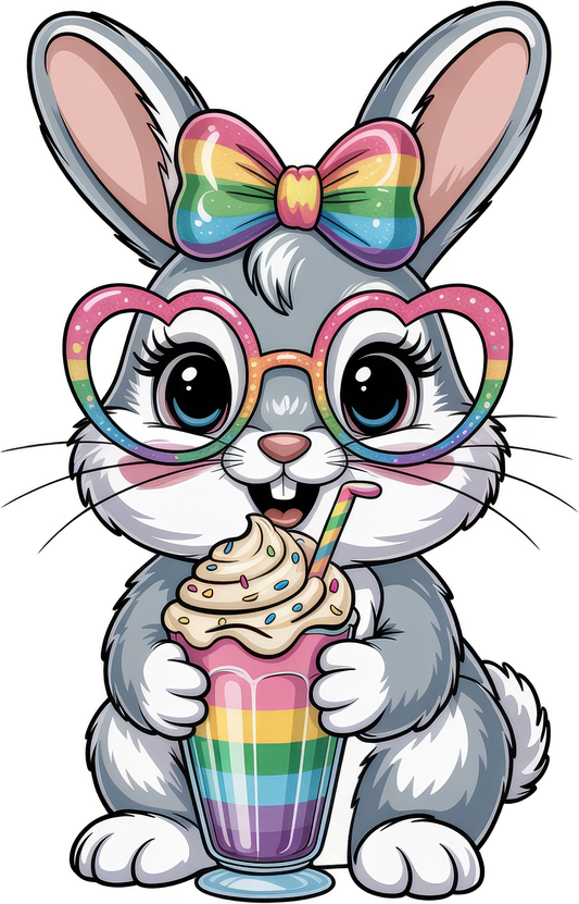 Rabbit Rainbow Bow and Glasses
