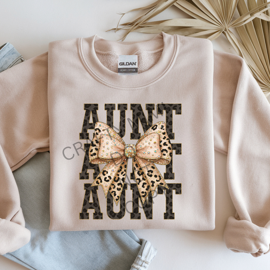 Aunt Stacked Cheetah - Glitter Bow