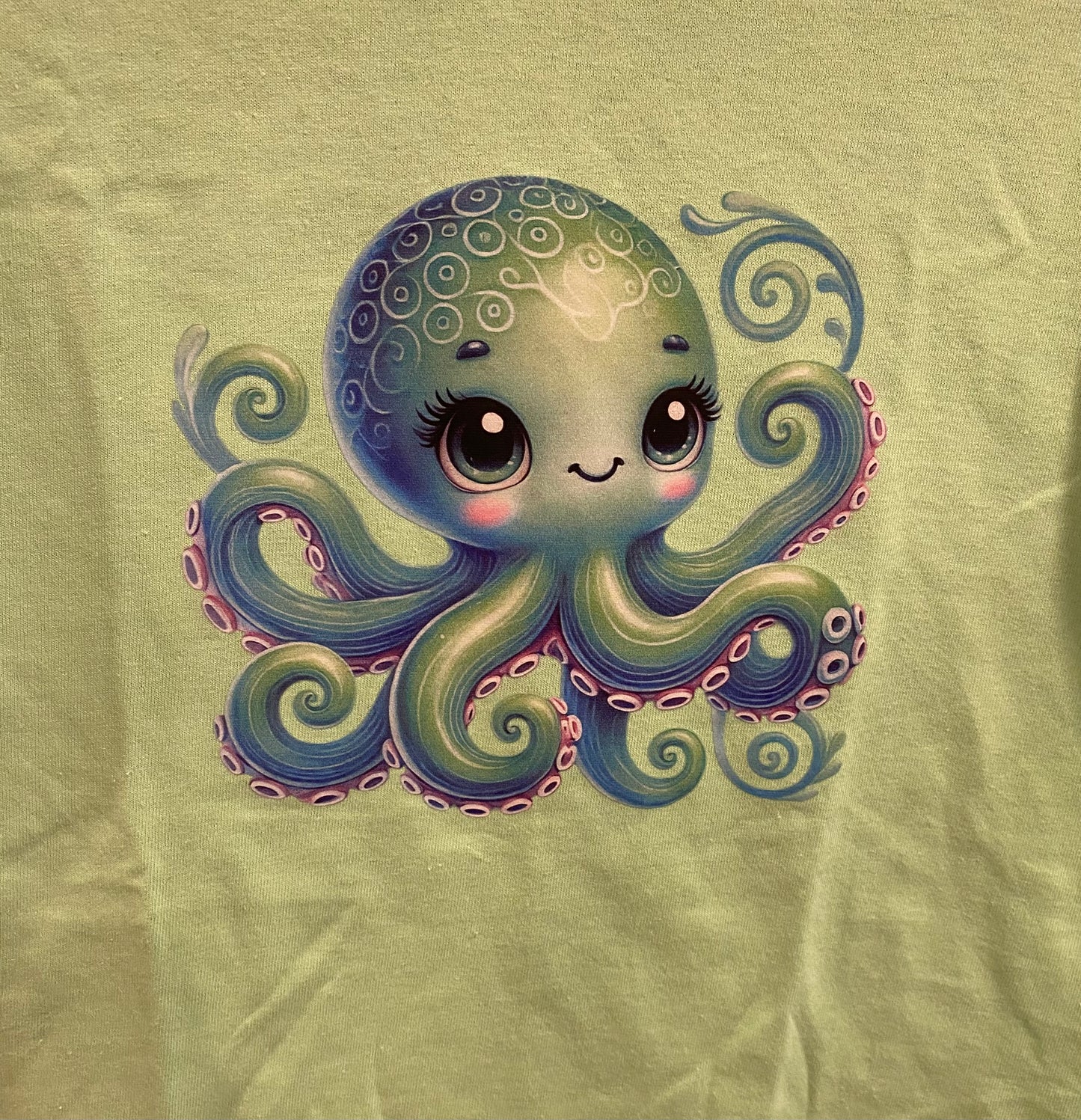 Youth Small - Octopus on Mint Green Tee