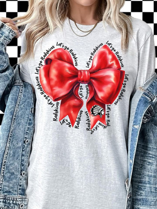 Red Skins Bow - Word Wrapped