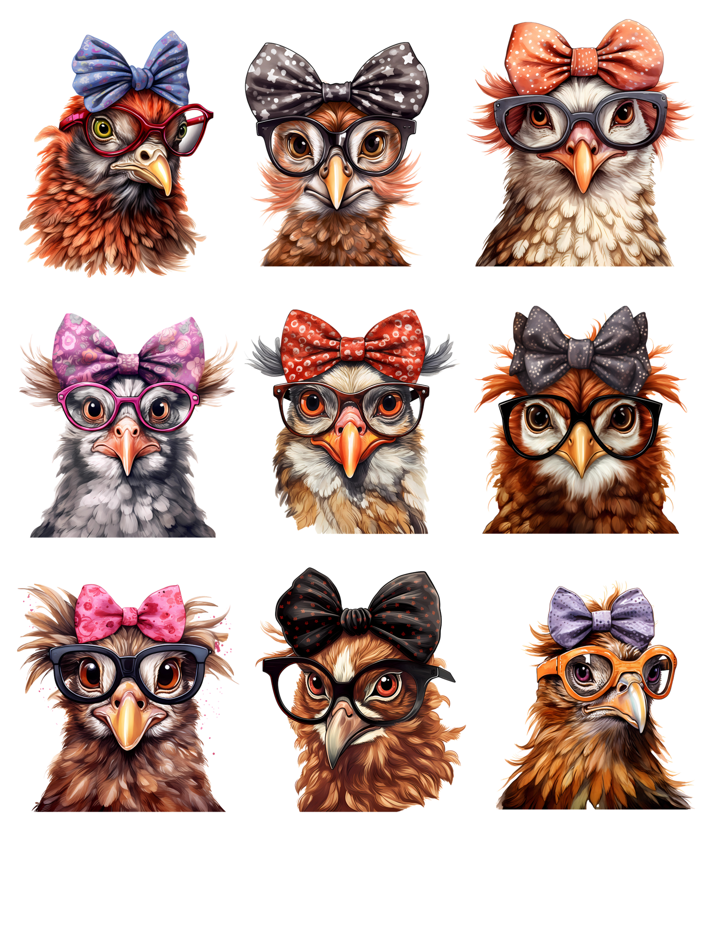 Chickens Wearing glasses