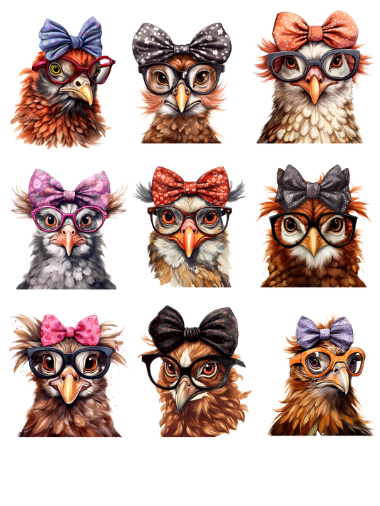 Chickens Wearing glasses