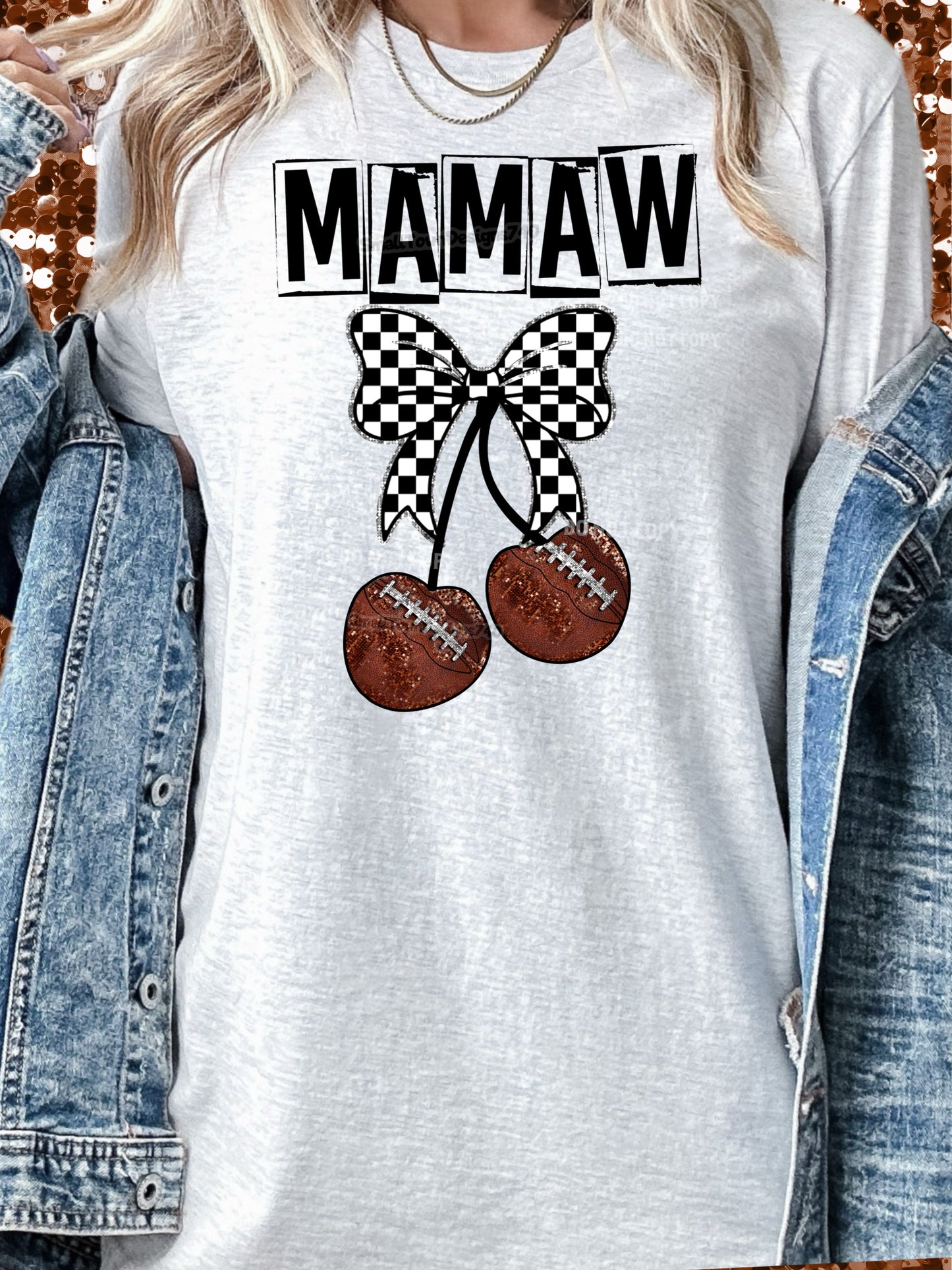 Football Cherry Bow - Family Names