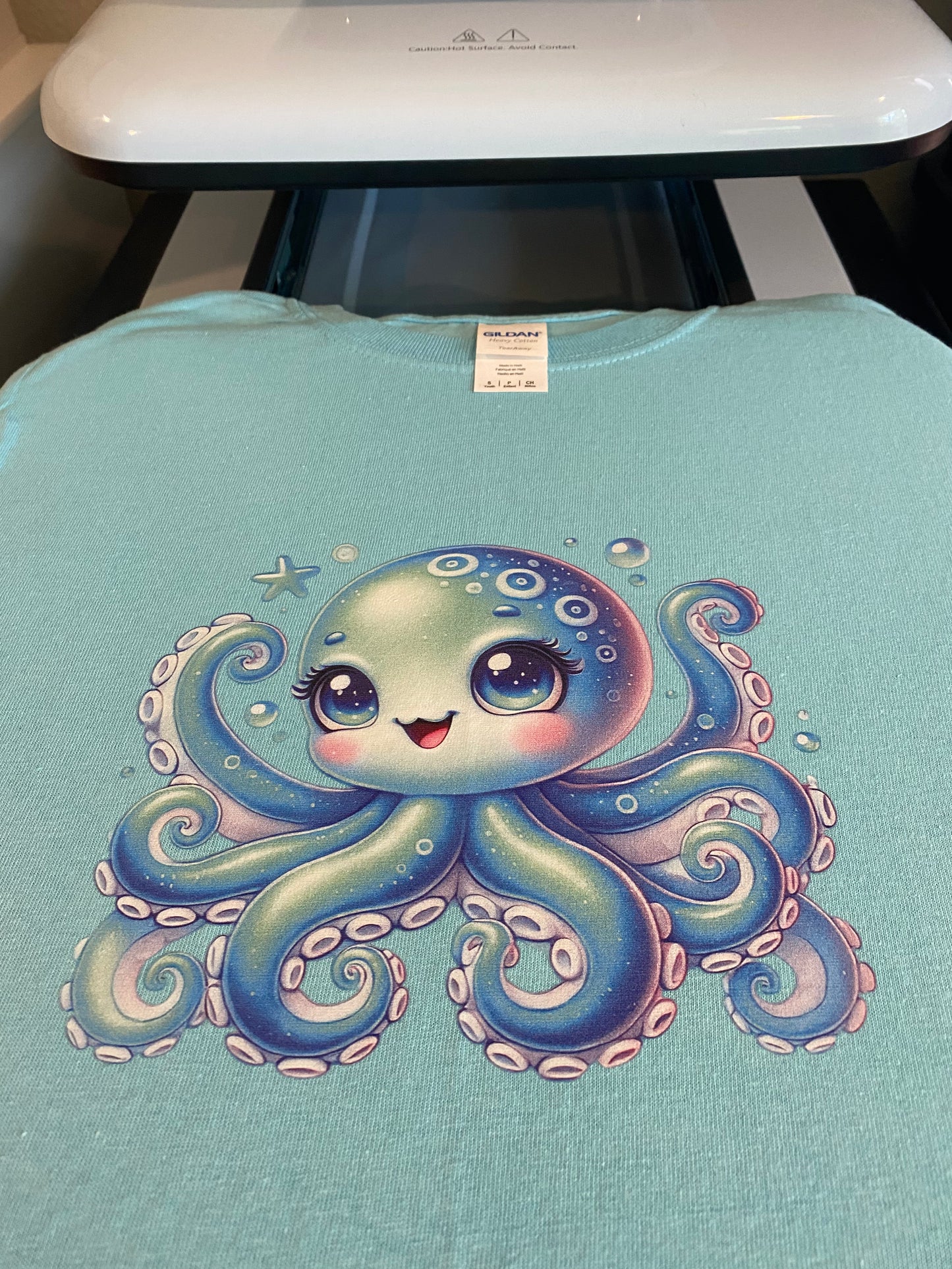 Youth Small - Octopus on Blue Tee