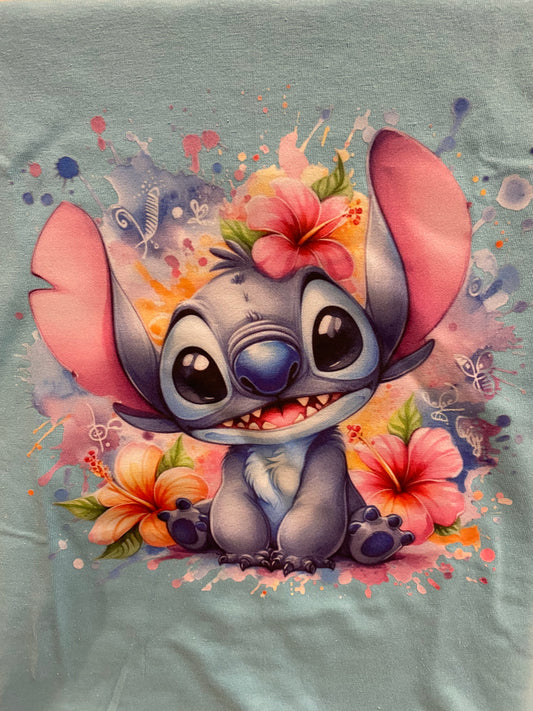 Youth Small - Stitch on Blue Tee