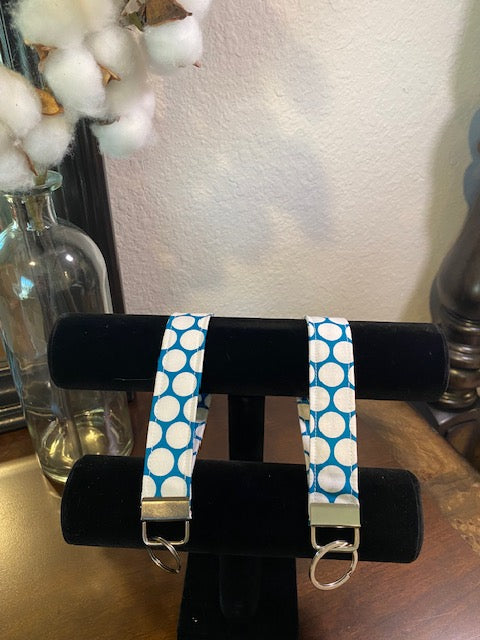 Handmade Cotton Key Fob Wristlets - Teal